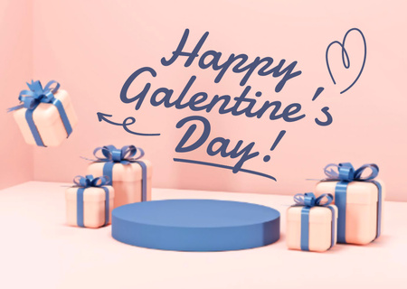 Platilla de diseño Galentine's Day Greeting with Gifts in Pink Postcard