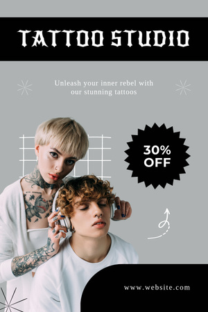 Värikkäät tatuoinnit alennuksella studiotarjouksessa Pinterest Design Template