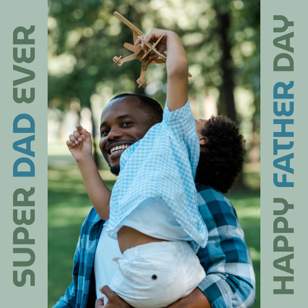 Šťastný Den otců Gratulujeme s tátou drží dítě Instagram Šablona návrhu
