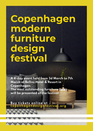 Template di design Interior Decoration Event Announcement with Sofa in Grey Flyer A6