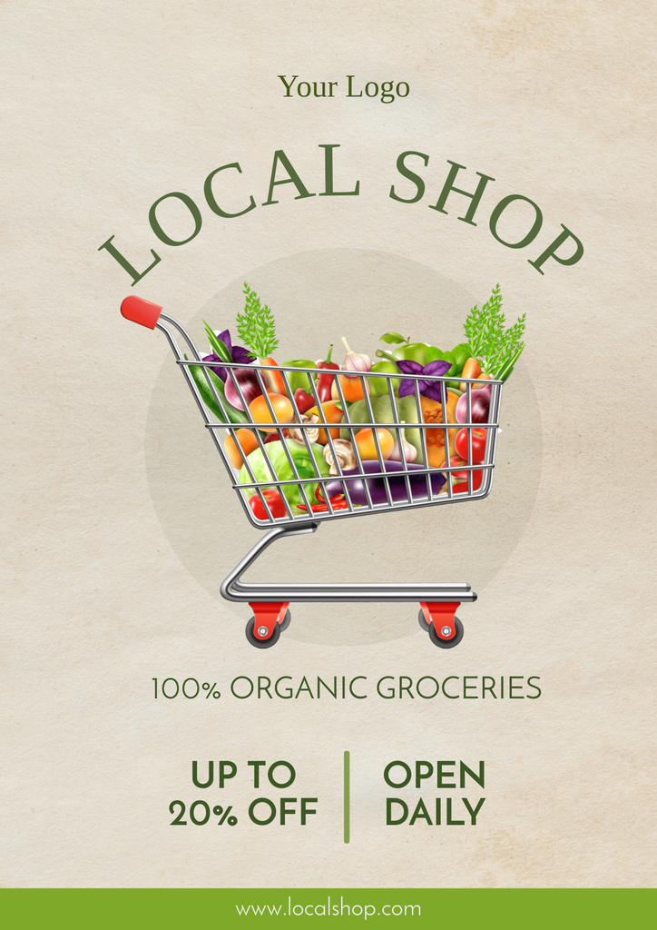 Local Organic Food Store Ad Poster Design Template
