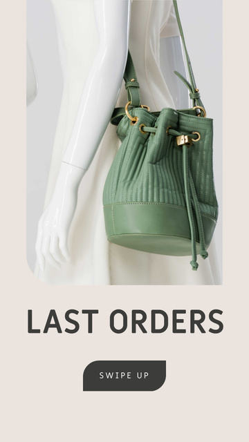 Accessories Sale woman with Green Bag Instagram Story tervezősablon