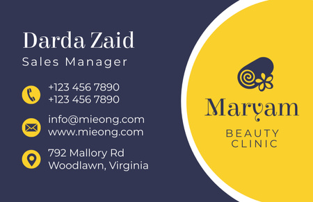 Platilla de diseño Contacts of Sales Manager of Beauty Clinic Services Business Card 85x55mm
