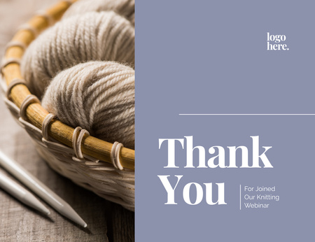 Plantilla de diseño de Mensaje de agradecimiento por la compra con Knitting Goods Thank You Card 5.5x4in Horizontal 
