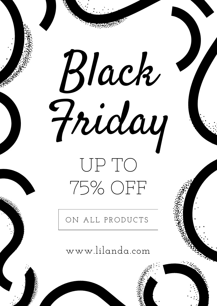 Big Sale Ad on Abstract Black and White Flyer A6 Design Template