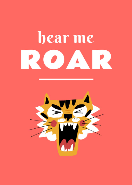 Szablon projektu Funny Phrase with Tiger in Pink Postcard 5x7in Vertical