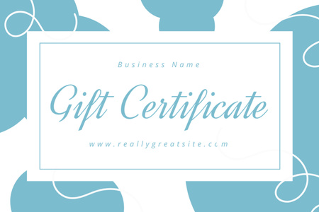 Erikoistarjous Blue Blots -kuviolle Gift Certificate Design Template