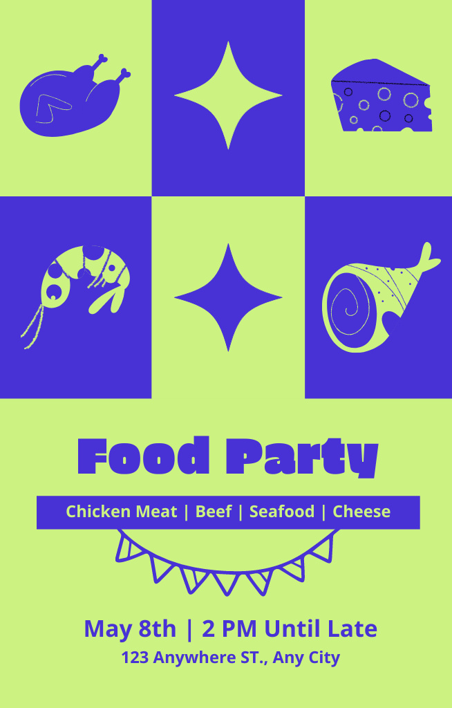 Food Party or Picnic Invitation 4.6x7.2inデザインテンプレート