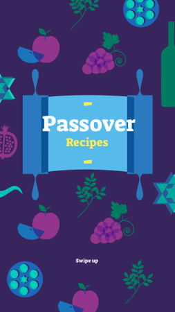 Passover Recipes Ad with Wine and Fruits Instagram Story Design Template