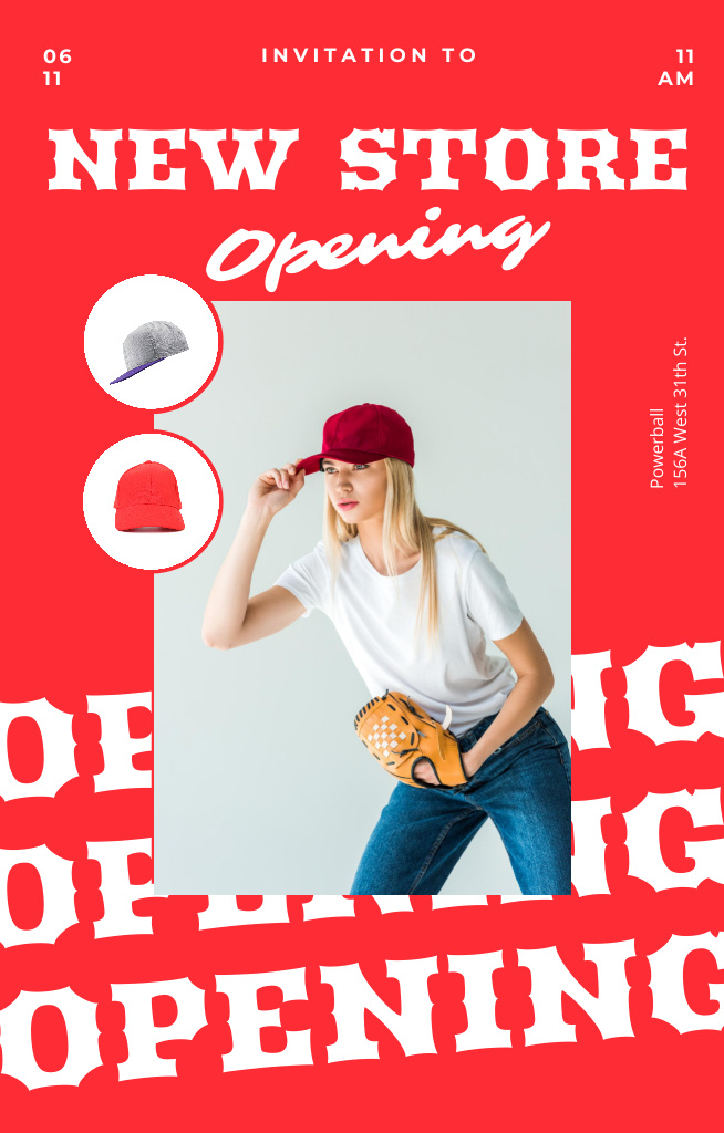 Sport Store Opening Announcement with Woman Invitation 4.6x7.2in Design Template