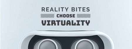 γυαλιά εικονικής πραγματικότητας σε λευκά Facebook cover Πρότυπο σχεδίασης