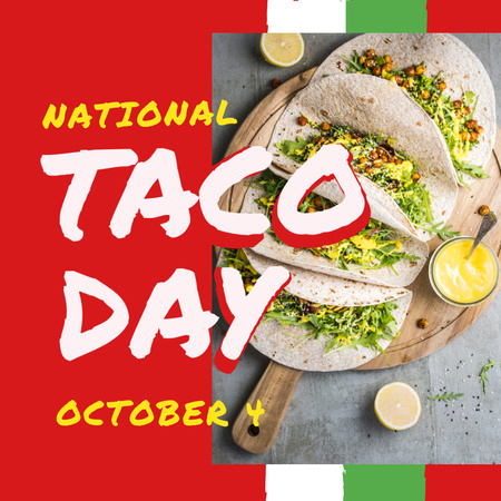 Taco Day Menu Mexican Dish on Plate Instagram Design Template