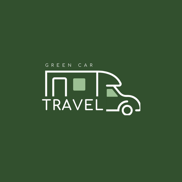 Emblem with Car on Green Logo 1080x1080pxデザインテンプレート