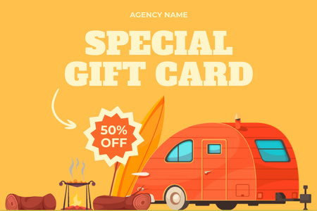 Special Camping Offer by Travel Agency Gift Certificate Design Template