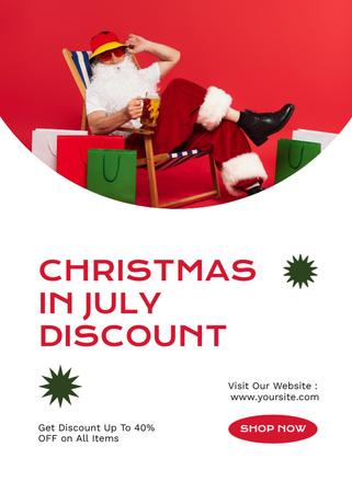 Christmas Discount in July with Merry Santa Flayer Design Template