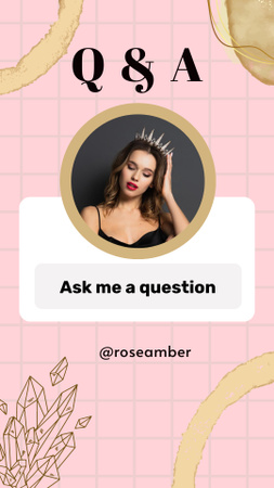 Tab for Asking Questions with Woman in Crown Instagram Story Šablona návrhu