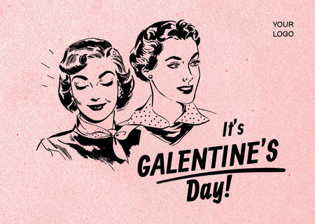 Galentine's Day Greeting with Creative Illustration Postcard – шаблон для дизайну