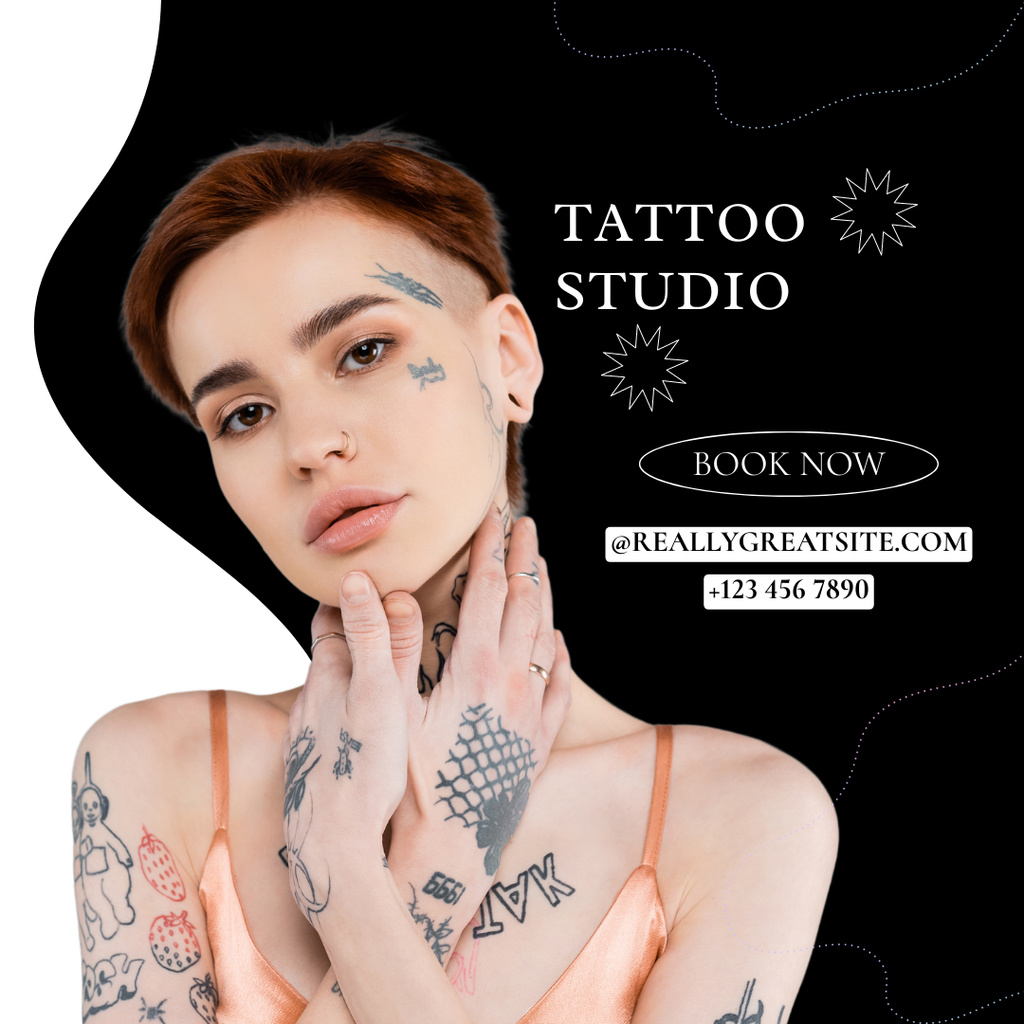 Amazing And Artistic Tattoos Offer In Studio Instagram tervezősablon