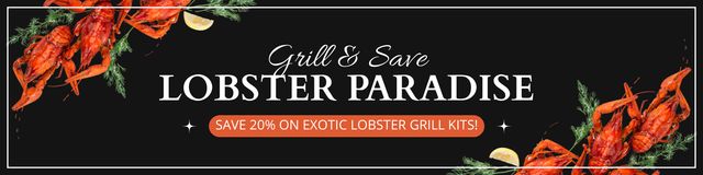 Plantilla de diseño de Fish Market Ad with Offer of Lobsters Twitter 