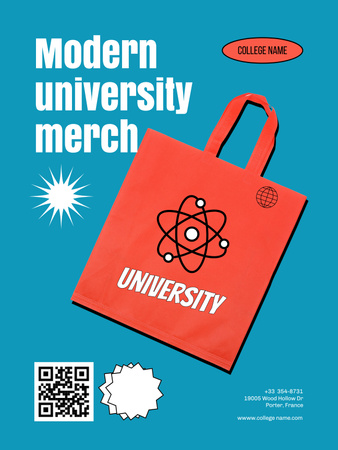 Modern College Apparel and Merchandise Offer Poster US Design Template