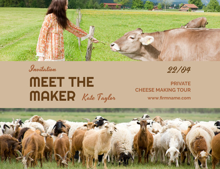 Private Cheese Factory Tour Offer Invitation 13.9x10.7cm Horizontal Design Template