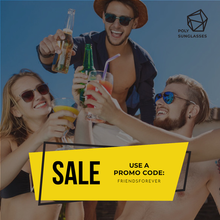 Friendship Day Sale People Toasting Bottles Instagram AD Design Template