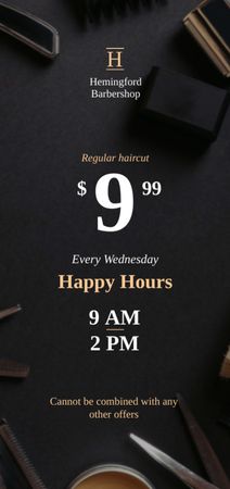 Barbershop Happy Hours Professional Tools Flyer DIN Large Design Template