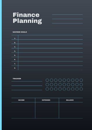 黒のファイナンス プランナー Schedule Plannerデザインテンプレート