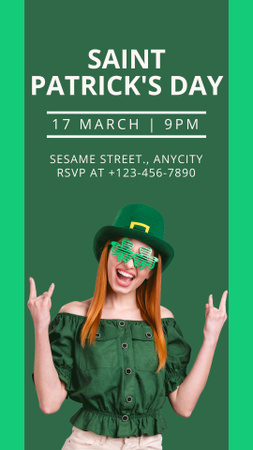 Template di design St. Patrick's Day Party Invitation with Young Redhead Woman Instagram Story