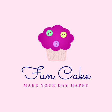 Bakery Emblem with Cupcake in Pink Logo 1080x1080px – шаблон для дизайну