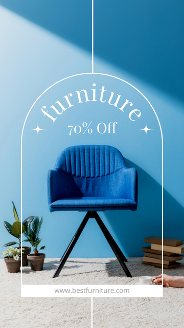 Stunning Discount Offer on Furnishings In Blue Instagram Story Modelo de Design