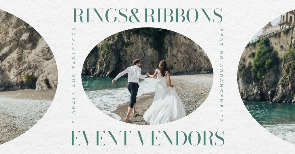 Wedding Event Agency Services with Happy Newlyweds Facebook AD Tasarım Şablonu
