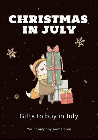 Celebrating Christmas in July on Black Flyer A4 Design Template