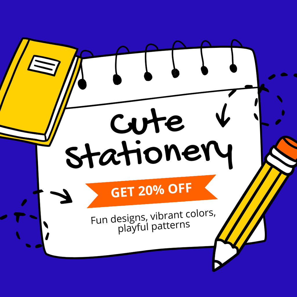 Sale Promo On Vibrant Stationery Products Instagramデザインテンプレート