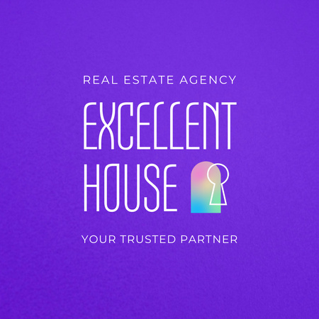 Продвижение услуг сертифицированной фирмы по недвижимости в фиолетовом цвете Animated Logo – шаблон для дизайна