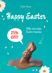Easter Sale Announcement with Chocolate Bunny Melting