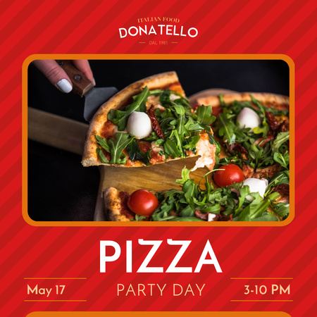 Pizza Party Day Announcement Instagram Design Template