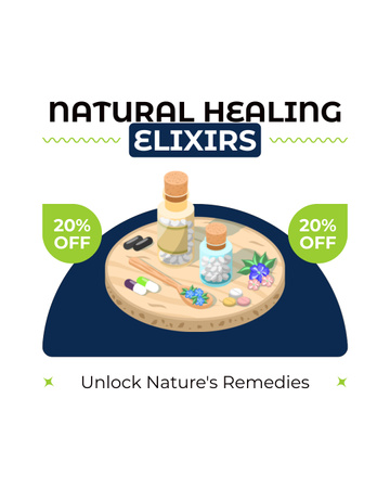 Plantilla de diseño de Elixires curativos naturales a precio reducido Instagram Post Vertical 