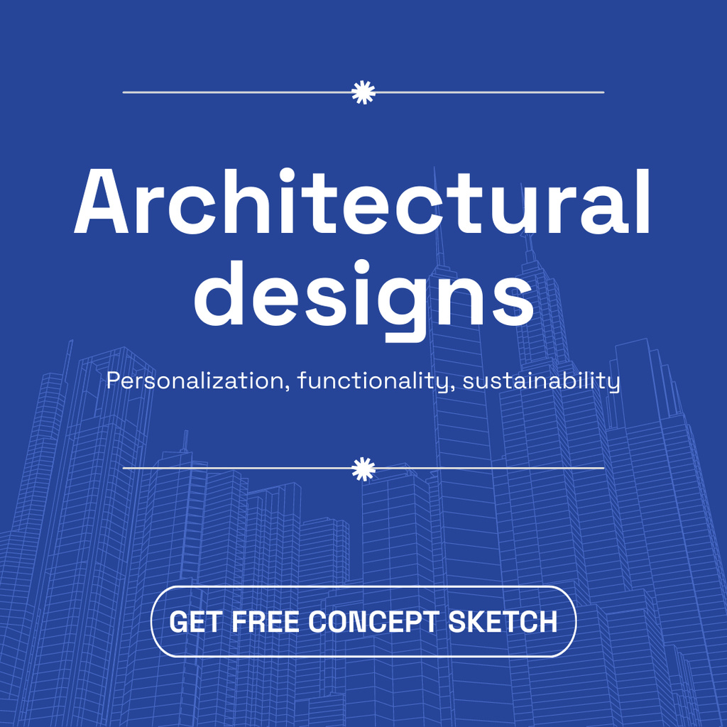 Architectural Designs Ad with High City Skyscrapers Instagramデザインテンプレート