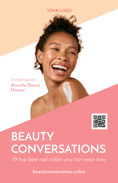 Plantilla de diseño de Beauty Event With Cream And Nail Polish Invitation 5.5x8.5in 