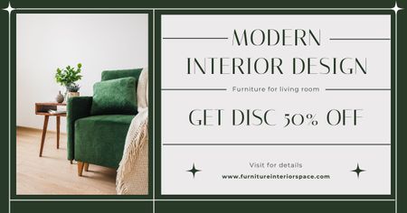 Offer of Modern Interior Design with Discount Facebook AD Šablona návrhu