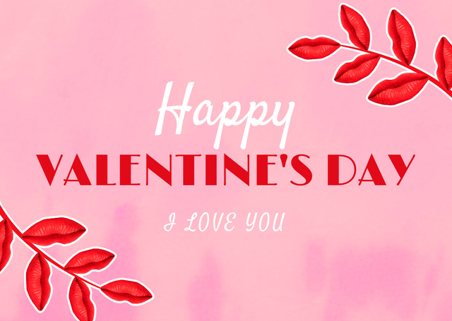 Declaration of Love for Valentine's Day on Red Card Tasarım Şablonu