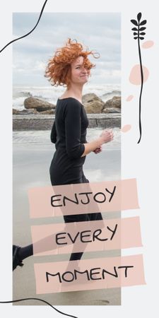 Inspiration for Enjoying Every Moment with Running Woman Graphic Design Template