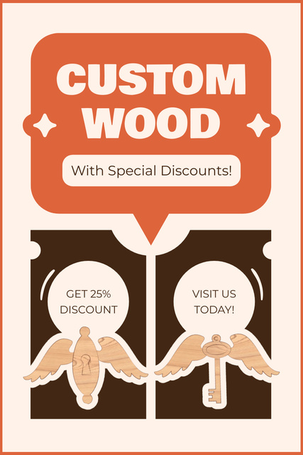 Offer of Custom Wood with Special Discount Pinterest Šablona návrhu