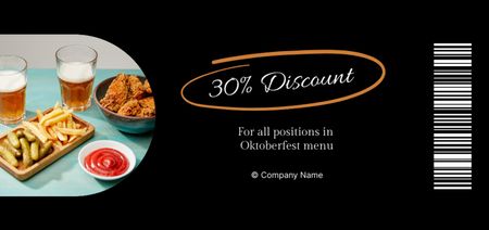 Tasty Dish with Beer on Oktoberfest Coupon Din Large Design Template