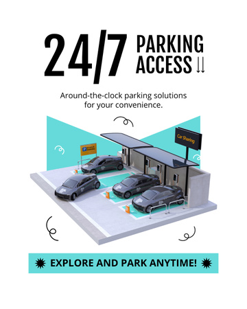 Designvorlage 24-Stunden-Zugang zum Parkplatz für Autos für Instagram Post Vertical