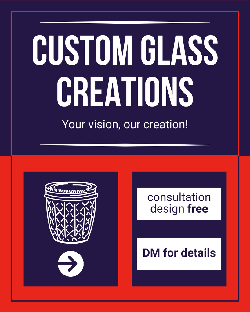 Ontwerpsjabloon van Instagram Post Vertical van Personalized Glass Drinkware Craft And Design Consultation For Free