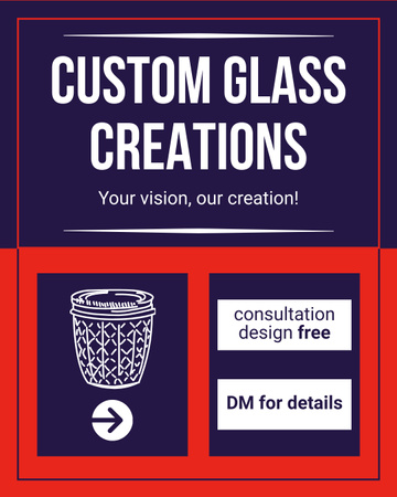 Platilla de diseño Personalized Glass Drinkware Craft And Design Consultation For Free Instagram Post Vertical