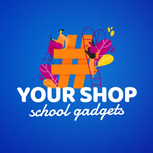 School Store Ad with Hashtag Animated Logo Design Template