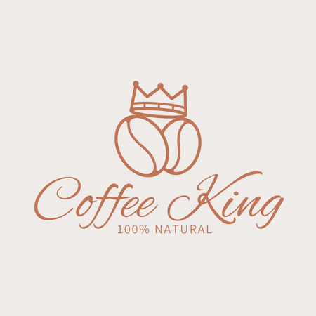Illustration of Coffee Beans with Crown Logo Tasarım Şablonu